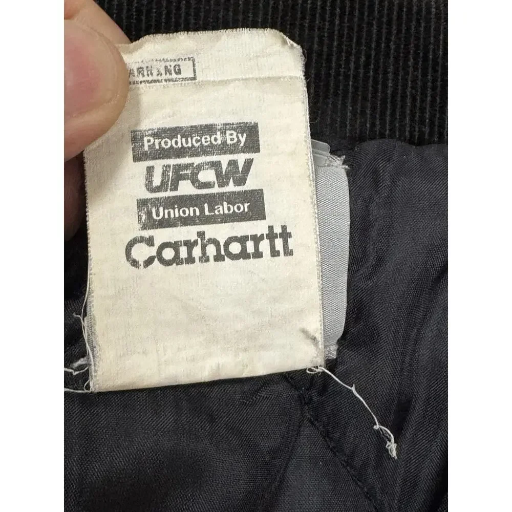 Carhartt Men's 46 Reg Black Firm Duck Tradition Canvas Coat UC03 BLK Utility